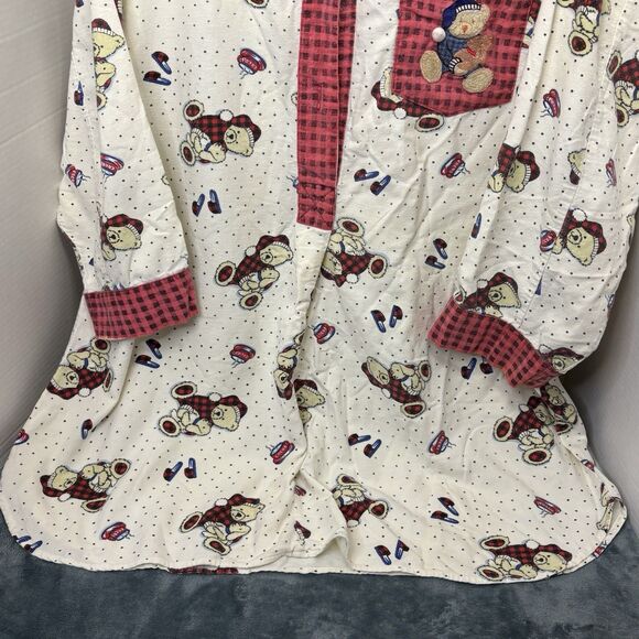 Vintage True Colors Sleepwear Flannel Nightgown Teddy Bear Size XL Cottage - Picture 3 of 10